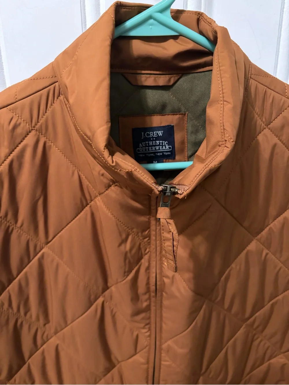 J.Crew Mens Quilted Walker Vest Medium Brown Rust Full Zip Re-Imagined BI930